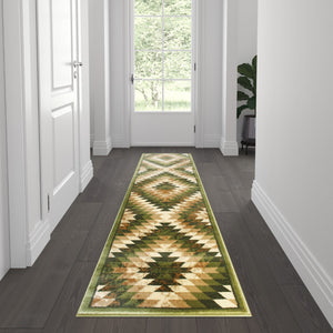 English Elm Southwestern 2' x 7' Area Rug - Olefin Rug with Jute Backing - Entryway, Living Room, Bedroom