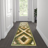 Southwestern 2' x 7' Area Rug - Olefin Rug with Jute Backing - Entryway, Living Room, Bedroom