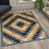 English Elm Southwestern 4' x 5' Area Rug - Olefin Rug with Jute Backing - Entryway, Living Room, Bedroom