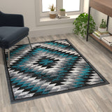 English Elm Southwestern 4' x 5' Area Rug - Olefin Rug with Jute Backing - Entryway, Living Room, Bedroom