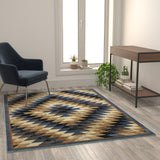 English Elm Southwestern 5' x 7' Area Rug - Olefin Rug with Jute Backing - Entryway, Living Room, Bedroom