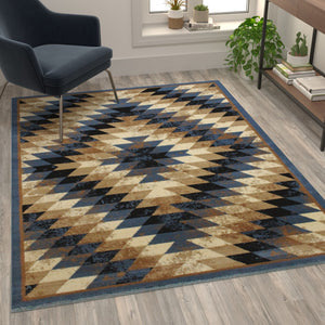 English Elm Southwestern 5' x 7' Area Rug - Olefin Rug with Jute Backing - Entryway, Living Room, Bedroom