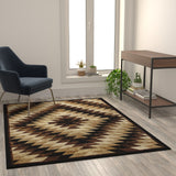 English Elm Southwestern 5' x 7' Area Rug - Olefin Rug with Jute Backing - Entryway, Living Room, Bedroom