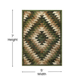 English Elm Southwestern 5' x 7' Area Rug - Olefin Rug with Jute Backing - Entryway, Living Room, Bedroom