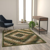 English Elm Southwestern 5' x 7' Area Rug - Olefin Rug with Jute Backing - Entryway, Living Room, Bedroom