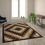 English Elm Southwestern 6' x 9' Area Rug - Olefin Rug with Jute Backing - Entryway, Living Room, Bedroom