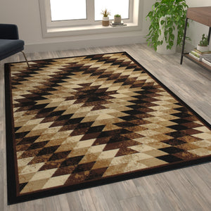 English Elm Southwestern 6' x 9' Area Rug - Olefin Rug with Jute Backing - Entryway, Living Room, Bedroom