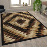 Southwestern 6' x 9' Area Rug - Olefin Rug with Jute Backing - Entryway, Living Room, Bedroom