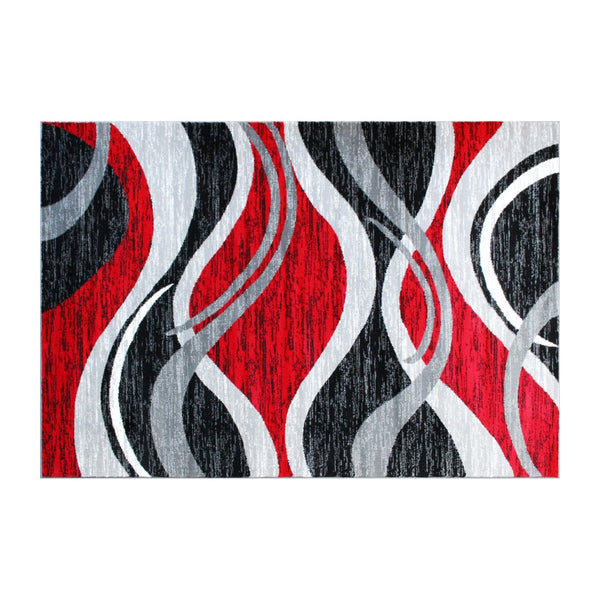 English Elm 5' x 7' Rippled Olefin Area Rug with Jute Backing for Entryway, Living Room, Bedroom