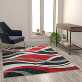 English Elm 5' x 7' Rippled Olefin Area Rug with Jute Backing for Entryway, Living Room, Bedroom