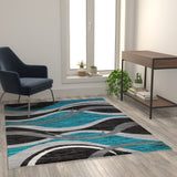 English Elm 5' x 7' Rippled Olefin Area Rug with Jute Backing for Entryway, Living Room, Bedroom