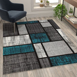 English Elm 5' x 7' Color Bricked Olefin Area Rug with Jute Backing for Entryway, Living Room, Bedroom