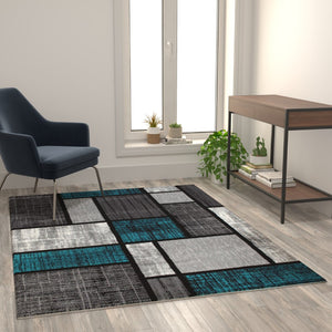 English Elm 5' x 7' Color Bricked Olefin Area Rug with Jute Backing for Entryway, Living Room, Bedroom