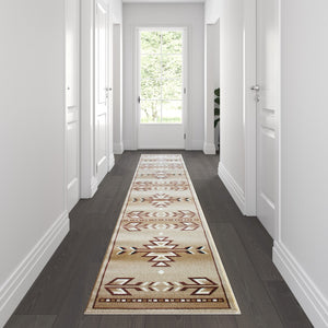 English Elm Southwestern 2' x 11' Brown Area Rug - Olefin Rug with Jute Backing for Hallway, Entryway, Bedroom, Living Room