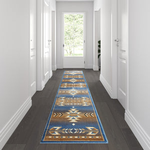 English Elm Southwestern 2' x 11' Area Rug - Olefin Rug with Jute Backing for Hallway, Entryway, Bedroom, Living Room