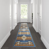 Southwestern 2' x 11' Area Rug - Olefin Rug with Jute Backing for Hallway, Entryway, Bedroom, Living Room