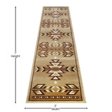 English Elm Southwestern 2' x 7' Brown Area Rug - Olefin Rug with Jute Backing for Hallway, Entryway, Bedroom, Living Room