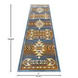 English Elm Southwestern 2' x 7' Area Rug - Olefin Rug with Jute Backing for Hallway, Entryway, Bedroom, Living Room