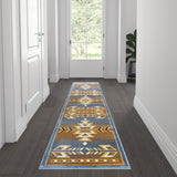 Southwestern 2' x 7' Area Rug - Olefin Rug with Jute Backing for Hallway, Entryway, Bedroom, Living Room