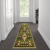 English Elm Southwestern 2' x 7' Area Rug - Olefin Rug with Jute Backing for Hallway, Entryway, Bedroom, Living Room