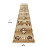 English Elm Southwestern 3' x 16' Brown Area Rug - Olefin Rug with Jute Backing for Hallway, Entryway, Bedroom, Living Room