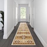 Southwestern 3' x 16' Brown Area Rug - Olefin Rug with Jute Backing for Hallway, Entryway, Bedroom, Living Room