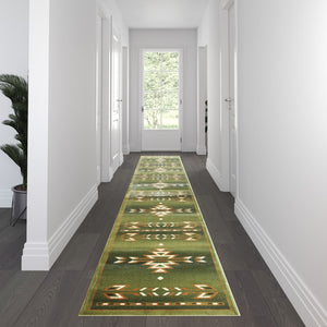 English Elm Southwestern 3' x 16' Area Rug - Olefin Rug with Jute Backing for Hallway, Entryway, Bedroom, Living Room