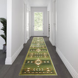 Southwestern 3' x 16' Area Rug - Olefin Rug with Jute Backing for Hallway, Entryway, Bedroom, Living Room