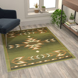 English Elm Southwestern 4' x 5' Area Rug - Olefin Rug with Jute Backing for Hallway, Entryway, Bedroom, Living Room