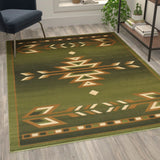 English Elm Southwestern 5' x 7' Area Rug - Olefin Rug with Jute Backing for Hallway, Entryway, Bedroom, Living Room