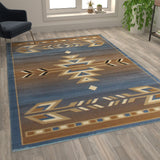 English Elm Southwestern 6' x 9' Area Rug - Olefin Rug with Jute Backing for Hallway, Entryway, Bedroom, Living Room