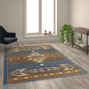 English Elm Southwestern 6' x 9' Area Rug - Olefin Rug with Jute Backing for Hallway, Entryway, Bedroom, Living Room