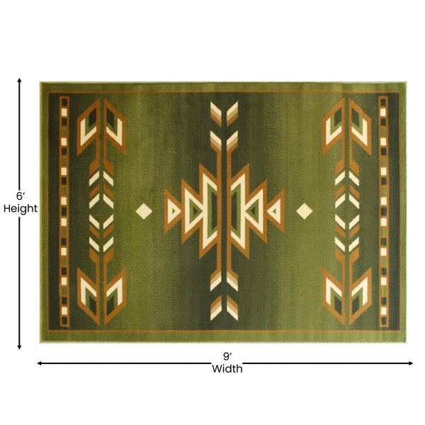 English Elm Southwestern 6' x 9' Area Rug - Olefin Rug with Jute Backing for Hallway, Entryway, Bedroom, Living Room