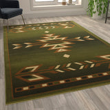 English Elm Southwestern 6' x 9' Area Rug - Olefin Rug with Jute Backing for Hallway, Entryway, Bedroom, Living Room