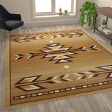 English Elm Southwestern 8' x 10' Brown Area Rug - Olefin Rug with Jute Backing for Hallway, Entryway, Bedroom, Living Room