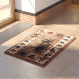 English Elm 2' x 3' Mother Bear & Cubs Nature Themed Olefin Area Rug with Jute Backing for Entryway, Living Room, Bedroom