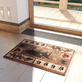 2' x 3' Mother Bear & Cubs Nature Themed Olefin Area Rug with Jute Backing for Entryway, Living Room, Bedroom