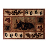 English Elm 2' x 3' Mother Bear & Cubs Nature Themed Olefin Area Rug with Jute Backing for Entryway, Living Room, Bedroom