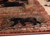 English Elm 2' x 3' Mother Bear & Cubs Nature Themed Olefin Area Rug with Jute Backing for Entryway, Living Room, Bedroom