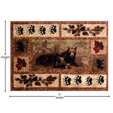 English Elm 4' x 5' Mother Bear & Cubs Nature Themed Olefin Area Rug with Jute Backing for Entryway, Living Room, Bedroom