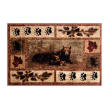 English Elm 4' x 5' Mother Bear & Cubs Nature Themed Olefin Area Rug with Jute Backing for Entryway, Living Room, Bedroom