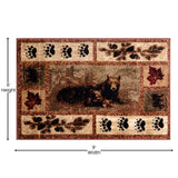 English Elm 6' x 9' Mother Bear & Cubs Nature Themed Olefin Area Rug with Jute Backing for Entryway, Living Room, Bedroom