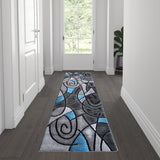 English Elm 2' x 7' Abstract Area Rug - Olefin Rug with Jute Backing for Hallway, Entryway, Bedroom, Living Room