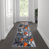 English Elm 2' x 7' Abstract Area Rug - Olefin Rug with Jute Backing for Hallway, Entryway, Bedroom, Living Room