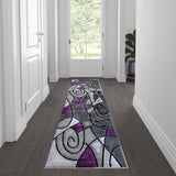 English Elm 2' x 7' Abstract Area Rug - Olefin Rug with Jute Backing for Hallway, Entryway, Bedroom, Living Room