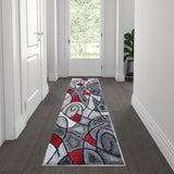 English Elm 2' x 7' Abstract Area Rug - Olefin Rug with Jute Backing for Hallway, Entryway, Bedroom, Living Room