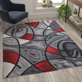 English Elm 5' x 7' Abstract Area Rug - Olefin Rug with Jute Backing - Living Room, Bedroom, & Family Room