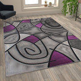 English Elm 6' x 9' Abstract Area Rug - Olefin Rug with Jute Backing - Living Room, Bedroom, & Family Room