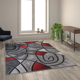 English Elm 6' x 9' Abstract Area Rug - Olefin Rug with Jute Backing - Living Room, Bedroom, & Family Room