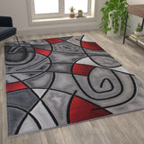 English Elm 6' x 9' Abstract Area Rug - Olefin Rug with Jute Backing - Living Room, Bedroom, & Family Room